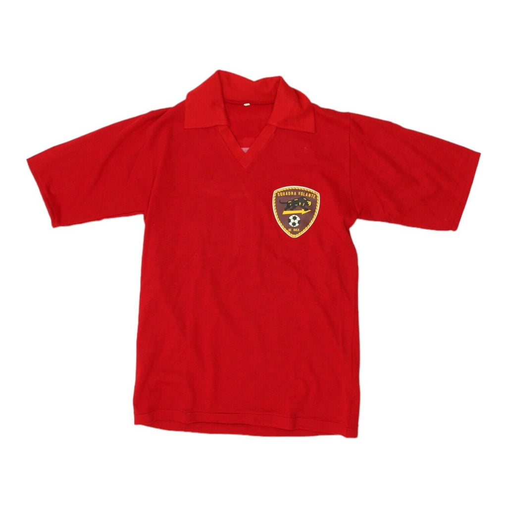 Squadra Volante Mens Red Football Shirt | Vintage 80s Italian State Police | Vintage Messina Hembry | Thrift | Second-Hand Messina Hembry | Used Clothing | Messina Hembry 