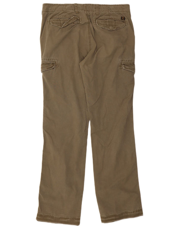 Scotch & Soda Mens Straight Cargo Trousers W33 L34 Khaki Cotton