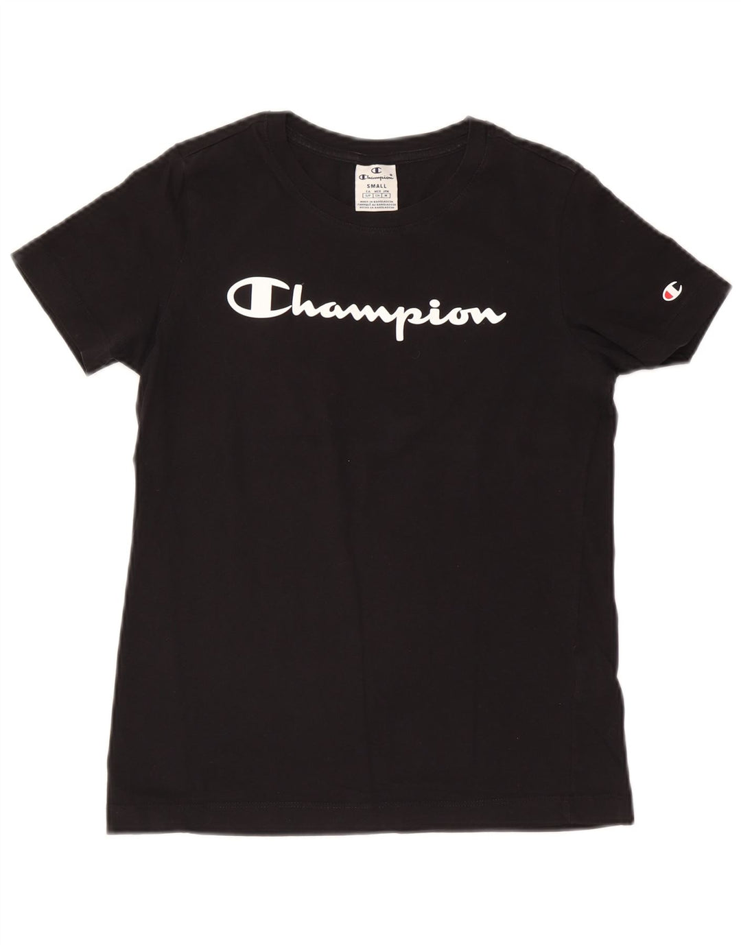 Champion Womens Graphic T-Shirt Top UK 10 Small Black