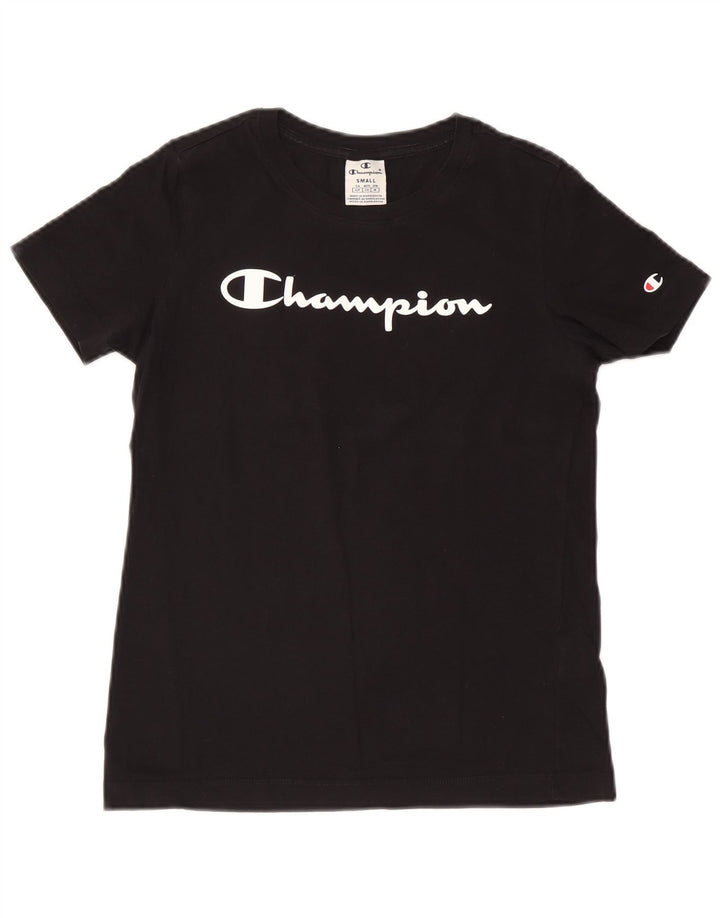 Champion Womens Graphic T-Shirt Top UK 10 Small Black