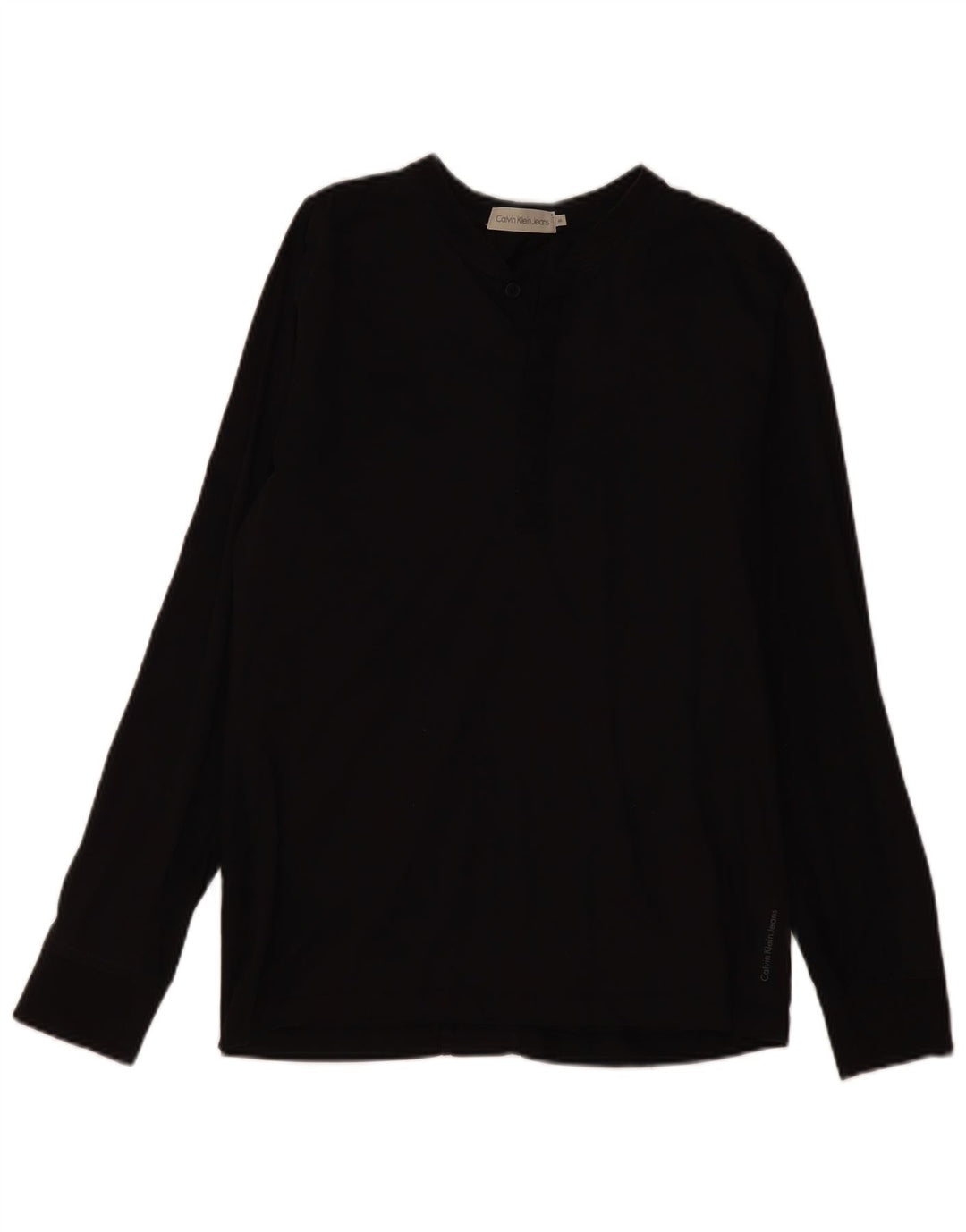 Calvin Klein Jeans Womens Top Long Sleeve UK 12 Medium Black Cotton