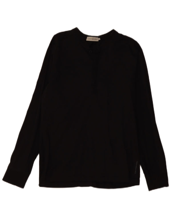 Calvin Klein Jeans Womens Top Long Sleeve UK 12 Medium Black Cotton