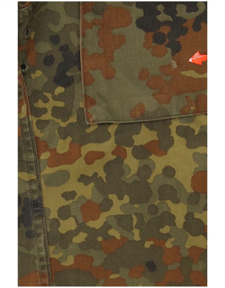 VINTAGE Mens Overshirt Military Shirt Medium Khaki Camouflage