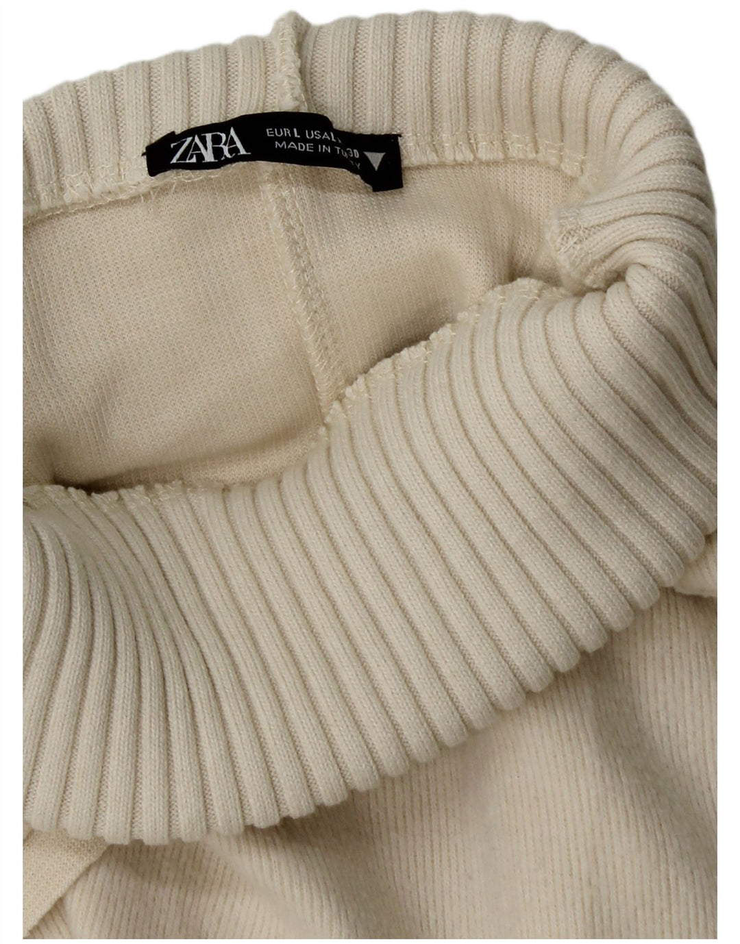 Zara Womens Roll Neck Vest Tank Top UK 14 Large Off White