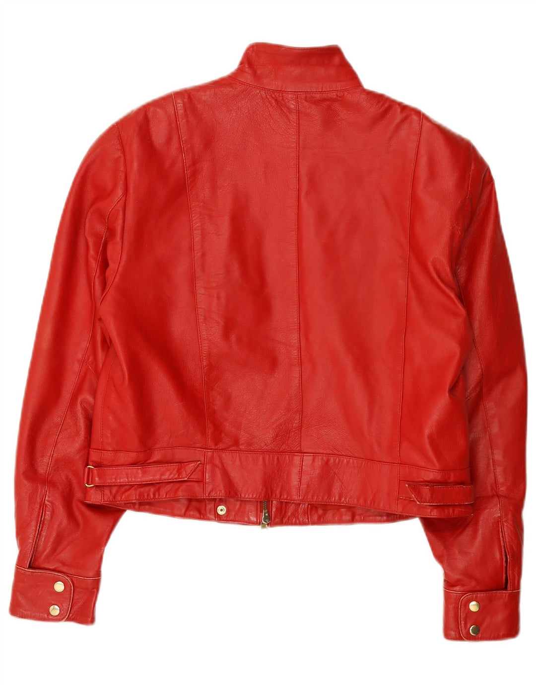 Yuppie Womens Crop Leather Jacket EU 40 Medium Red