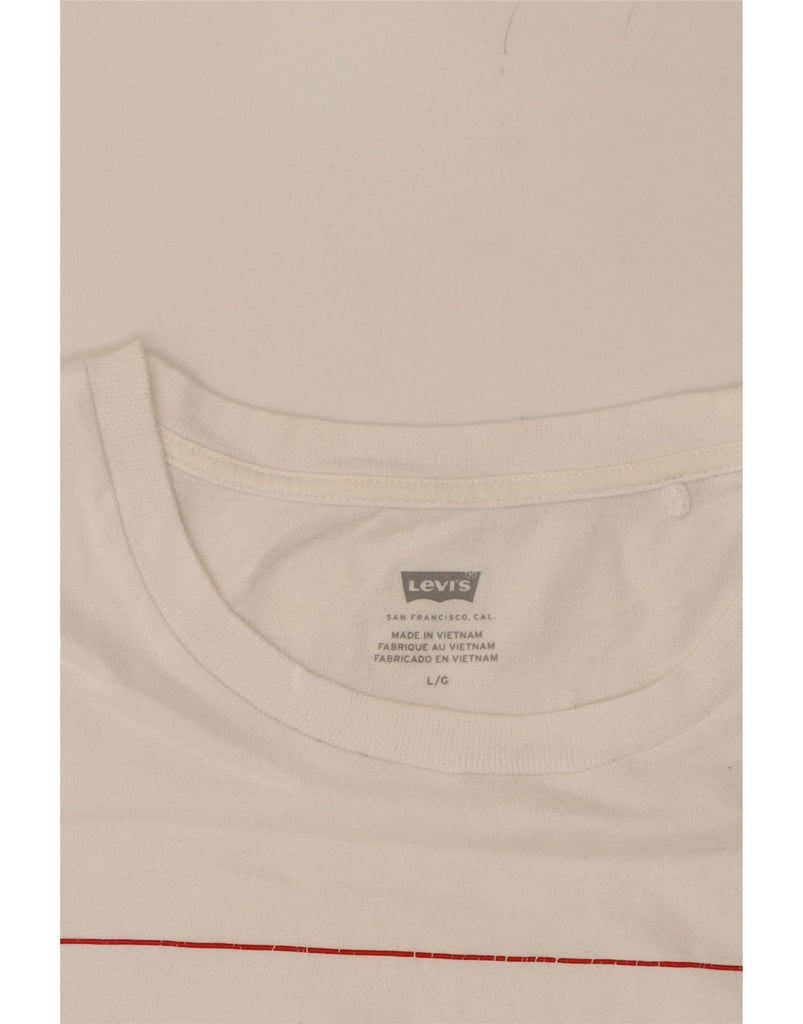 LEVI'S Womens Graphic T-Shirt Top UK 16 Large White Cotton Vintage Levi's and Second-Hand Levi's from Messina Hembry 
