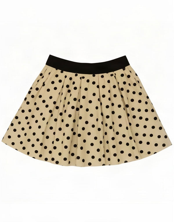 Zara Womens Mini Circle Skirt Small W27 Off White Polka Dot Cotton