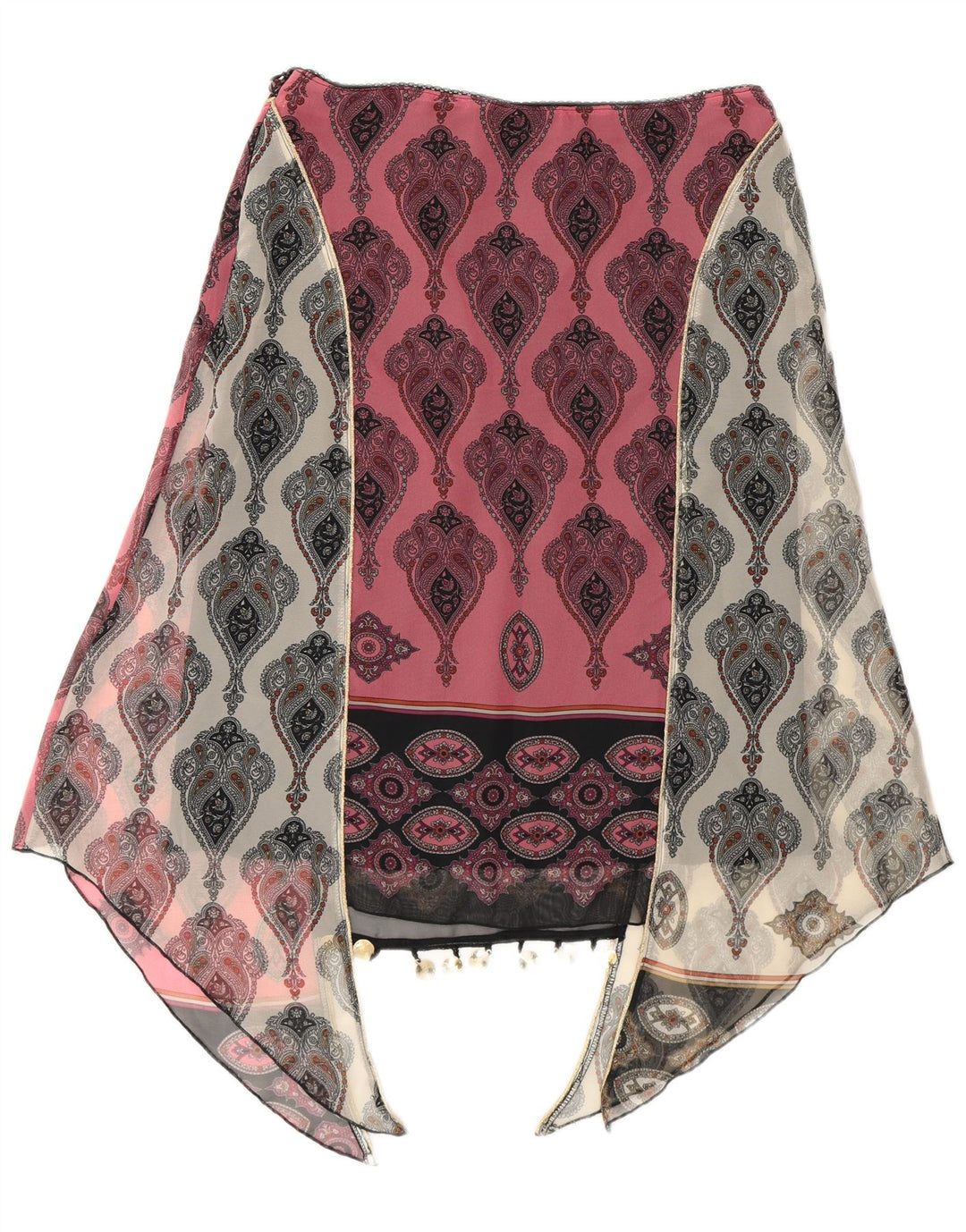 Kookai Womens Asymmetrical Skirt EU 38 Medium W28 Pink Paisley Polyester