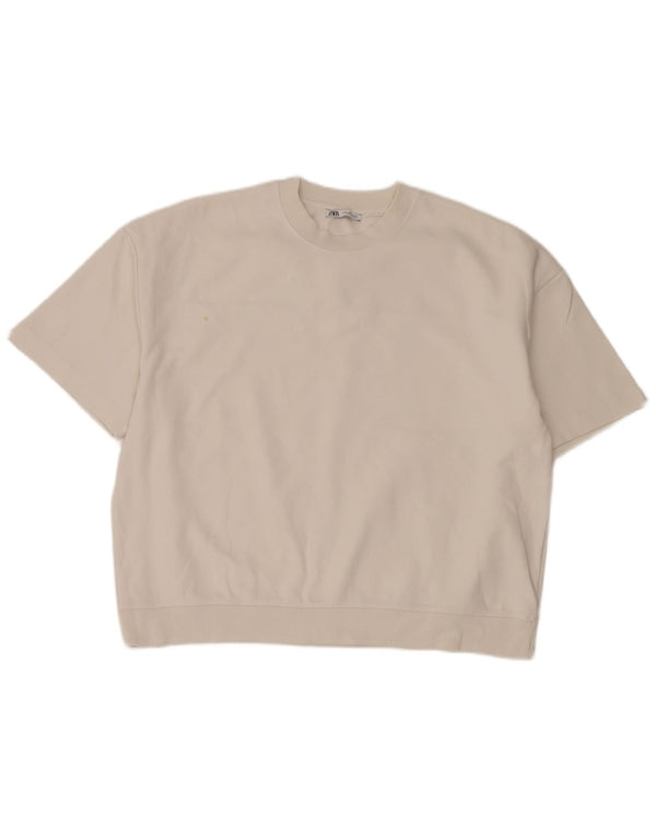 Zara Mens Oversized T-Shirt Top Medium White Cotton