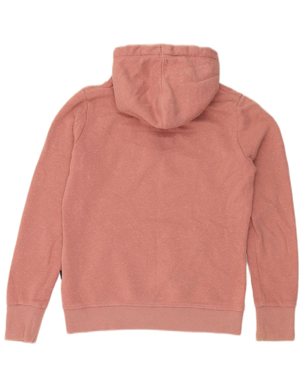 Superdry Womens Graphic Hoodie Jumper UK 12 Medium Pink Flecked Cotton