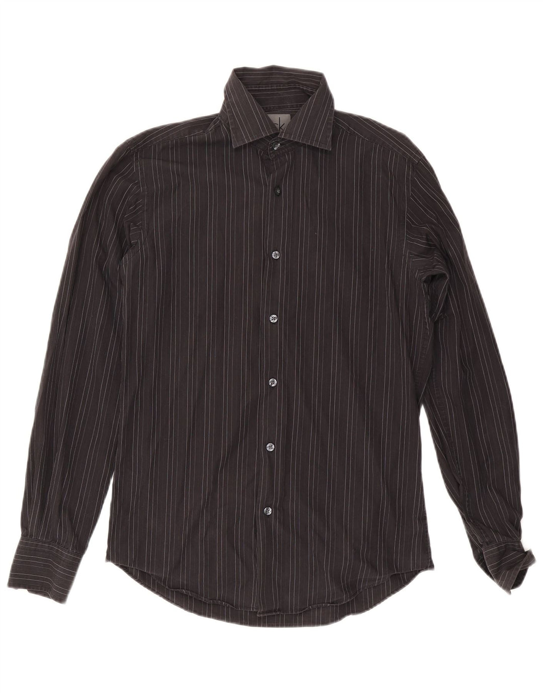 Calvin Klein Mens Slim Fit Shirt Size 38 15 Medium Black Pinstripe Cotton