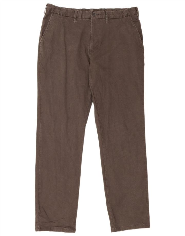 Marks & Spencer Mens Regular Fit Chino Trousers W36 L33 Grey Cotton