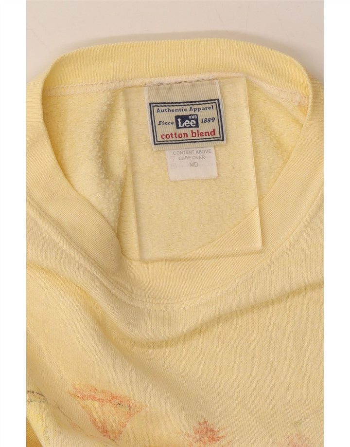 LEE Womens Oversized Sweatshirt Jumper UK 14 Medium Yellow Floral Cotton Vintage Lee and Second-Hand Lee from Messina Hembry 