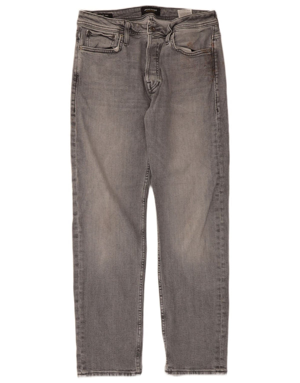 Jack & Jones Mens Mike Straight Jeans W30 L30 Grey Cotton
