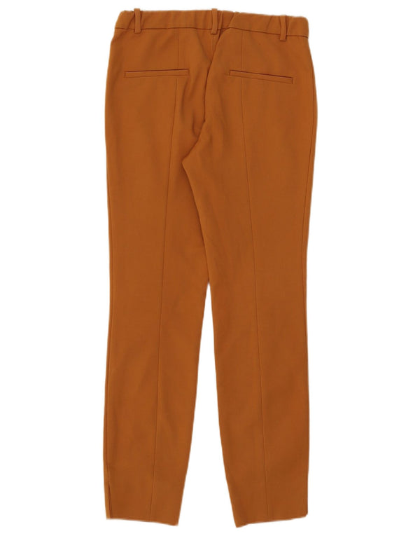 Zara Womens Slim Casual Trousers Small W26 L27 Brown Cotton