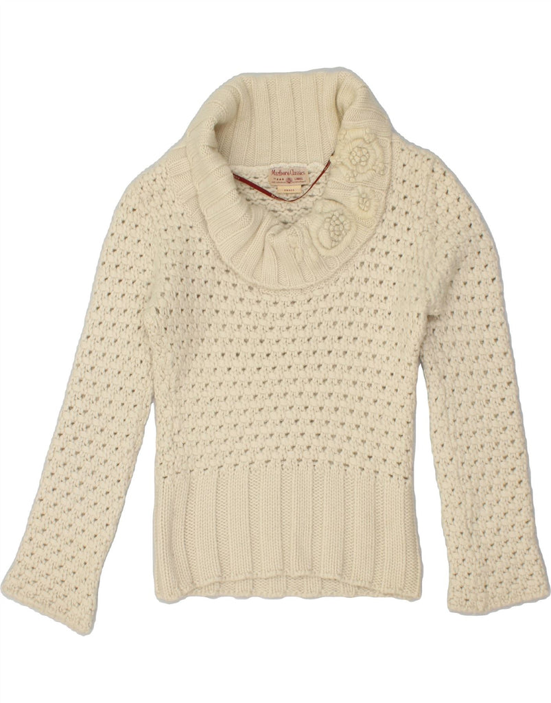 MARLBORO CLASSICS Womens Roll Neck Jumper Sweater UK 10 Small Beige Floral | Vintage Marlboro Classics | Thrift | Second-Hand Marlboro Classics | Used Clothing | Messina Hembry 