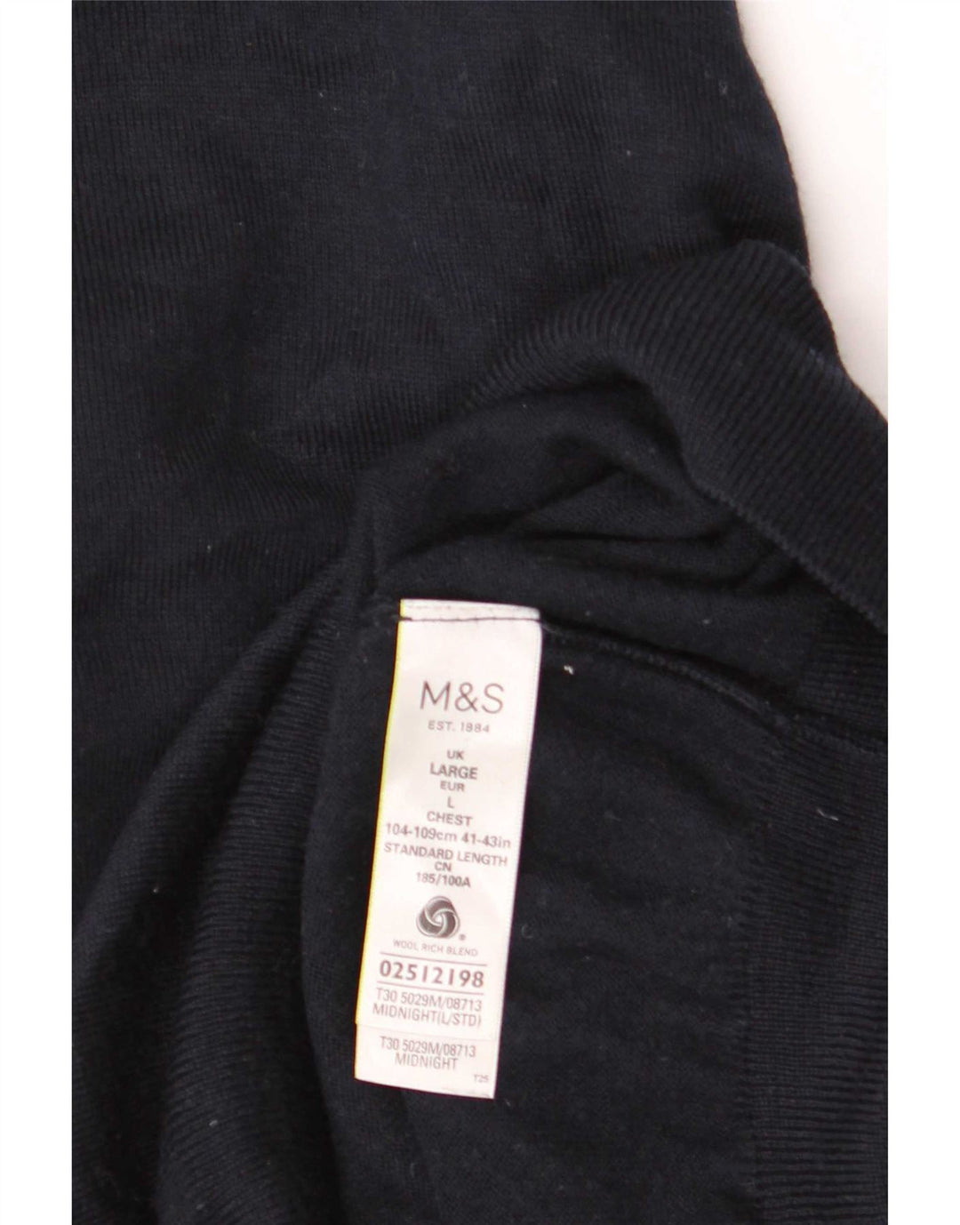 Marks & Spencer Mens Roll Neck Jumper Sweater Large Navy Blue Acrylic