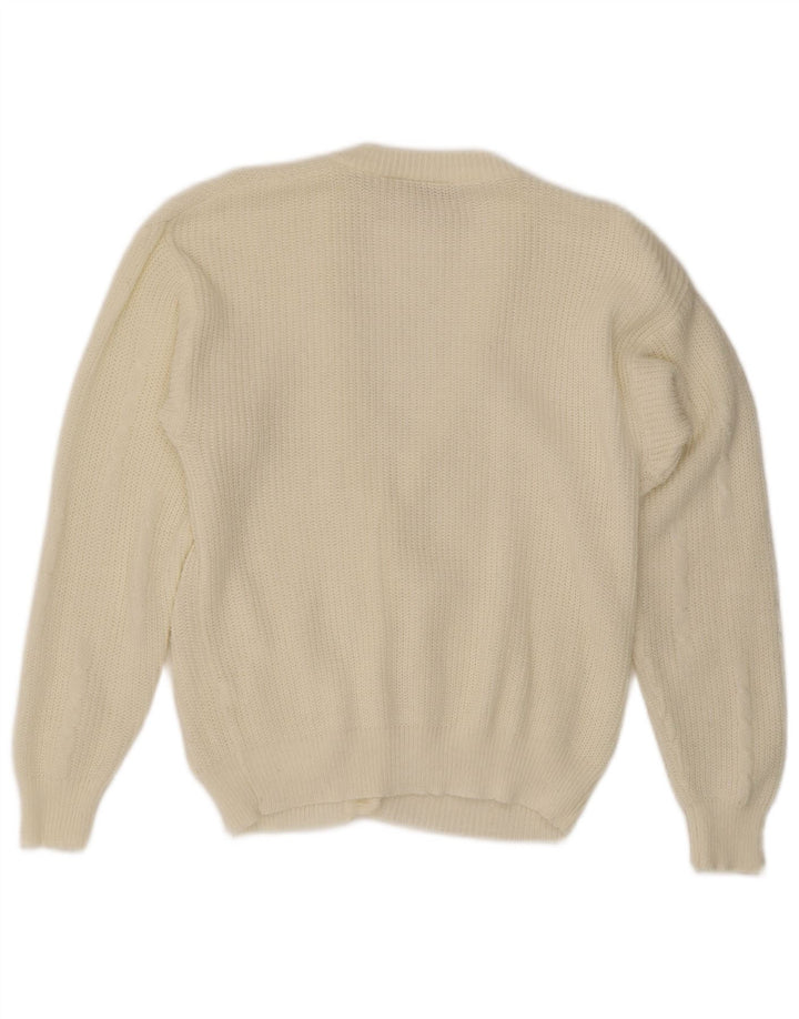 Vintage Womens Cardigan Sweater EU 40 Medium White Polyacrylic