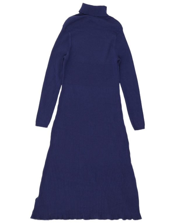 Marks & Spencer Womens Roll Neck Jumper Dress UK 16 Large Navy Blue Viscose