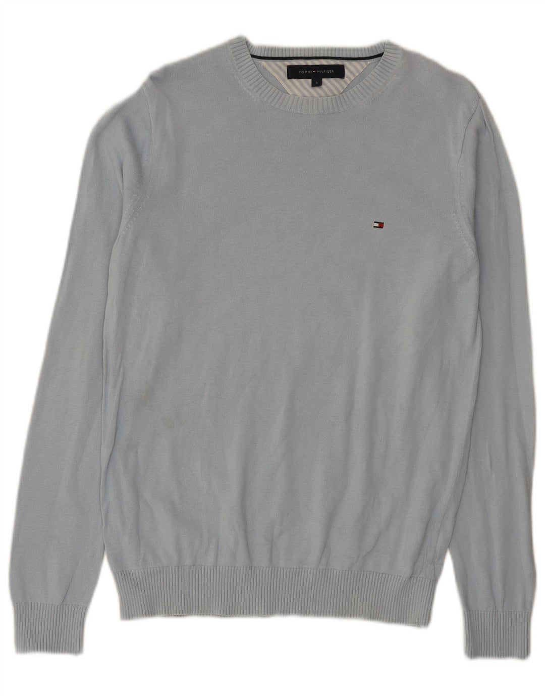Tommy Hilfiger Mens Regular Fit Crew Neck Jumper Sweater Small Blue Cotton