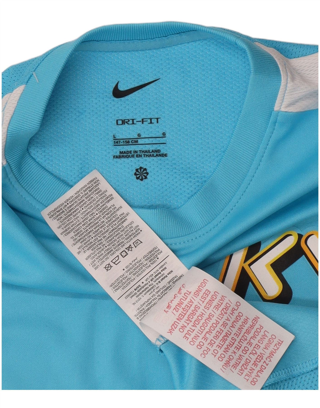 Nike Boys Graphic T-Shirt Top 12-13 Years Large Blue Colourblock Polyester