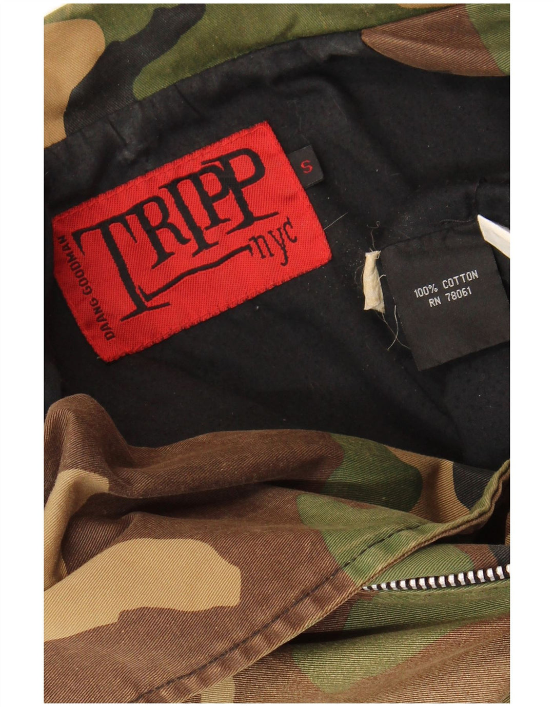 TRIPP NYC Womens Crop Military Jacket UK 10 Small Khaki Camouflage Cotton