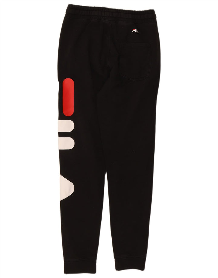 Fila Womens Graphic Tracksuit Trousers Joggers UK 8 Small Black Cotton