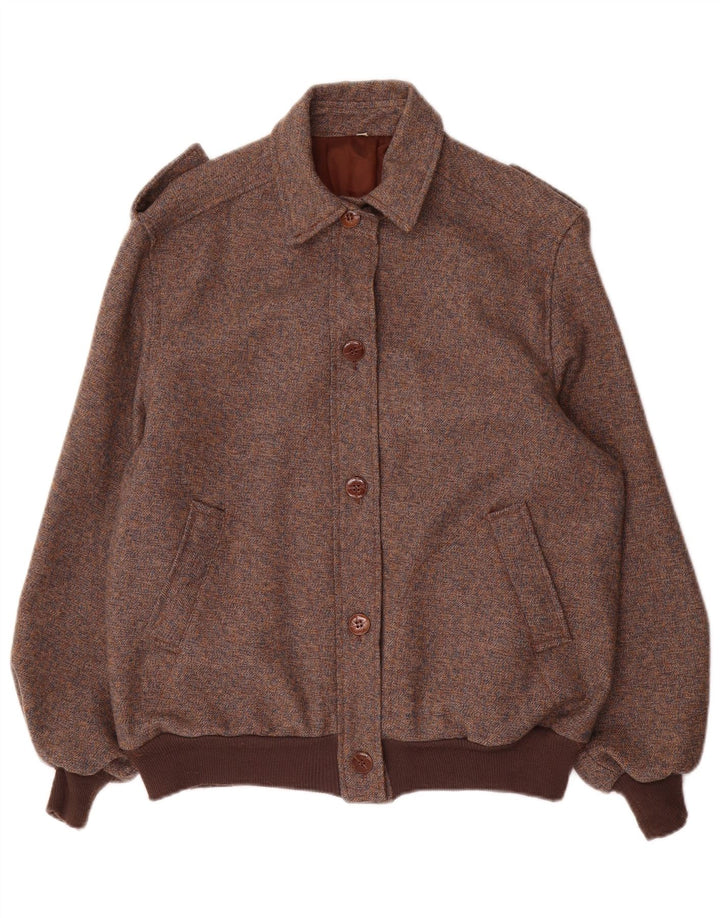 VINTAGE Womens Military Bomber Jacket IT 42 Medium Brown