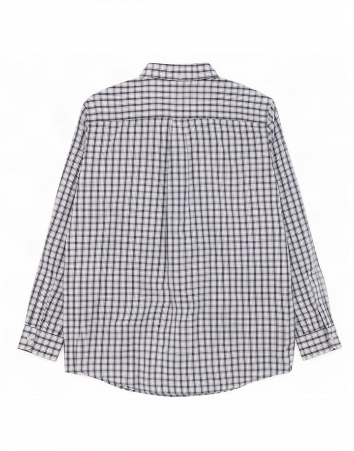 Chaps Mens Shirt XL Navy Blue Check Cotton