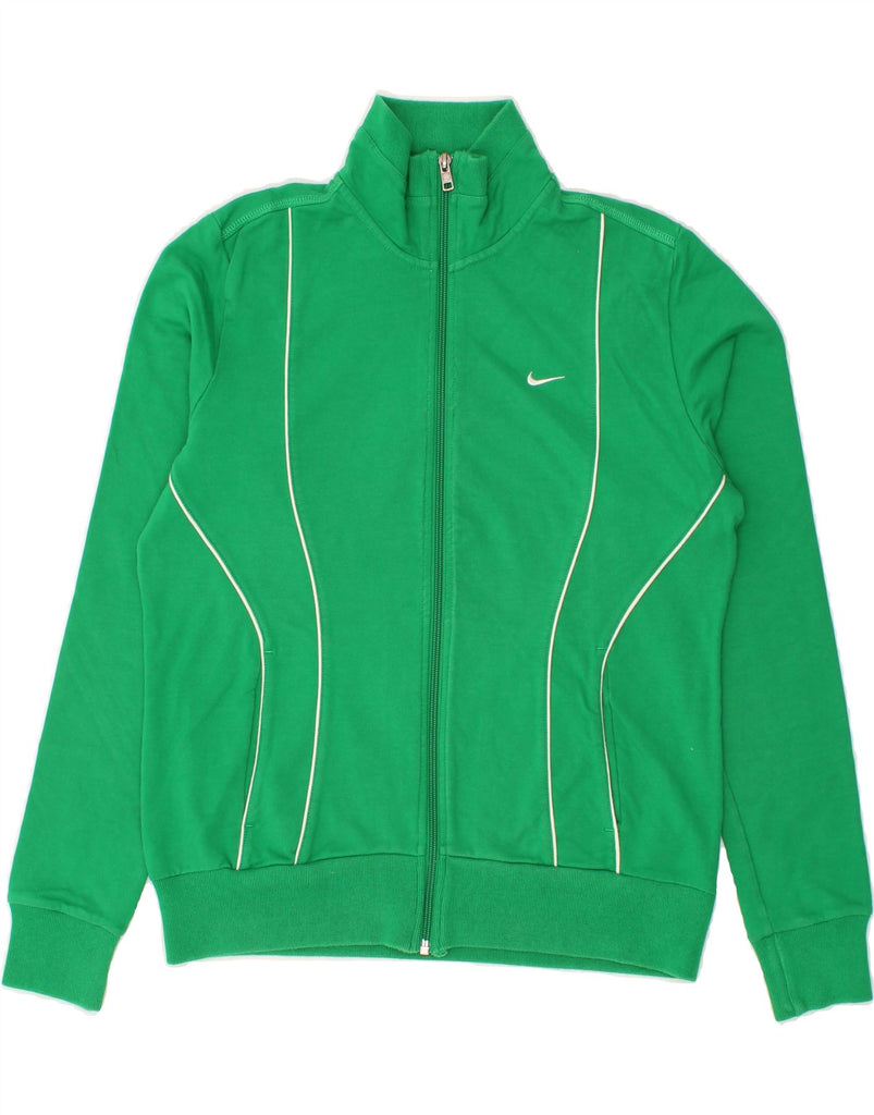 NIKE Womens Tracksuit Top Jacket UK 12/14 Large Green Cotton | Vintage Nike | Thrift | Second-Hand Nike | Used Clothing | Messina Hembry 