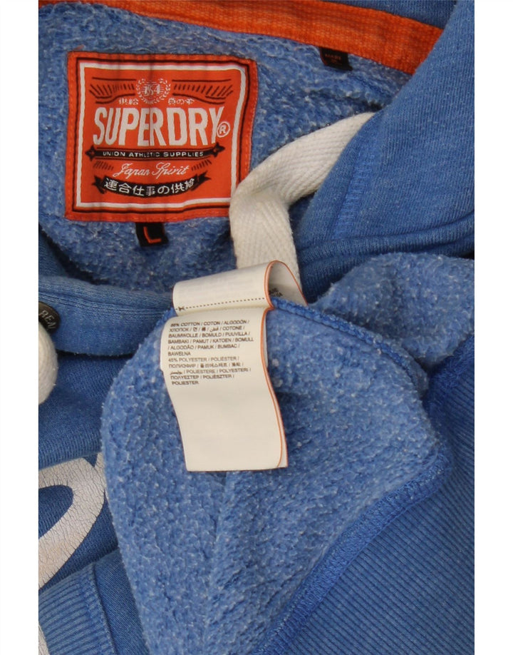 Superdry Mens Graphic Hoodie Jumper Large Blue Cotton