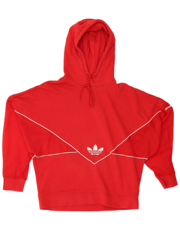 Adidas Womens Graphic Batwing Hoodie Jumper UK 12/14 Medium Red Cotton