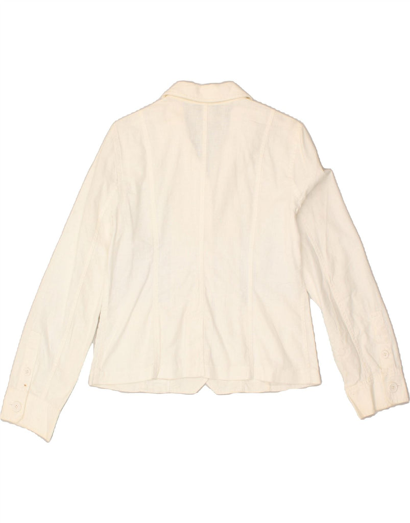 J. CREW Womens 4 Button Blazer Jacket UK 14 Medium Off White Linen | Vintage J. Crew | Thrift | Second-Hand J. Crew | Used Clothing | Messina Hembry 