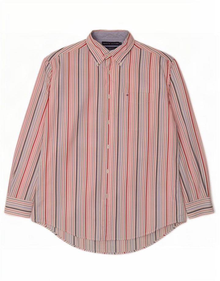 Tommy Hilfiger Mens Shirt Medium Multicoloured Striped Cotton 80s