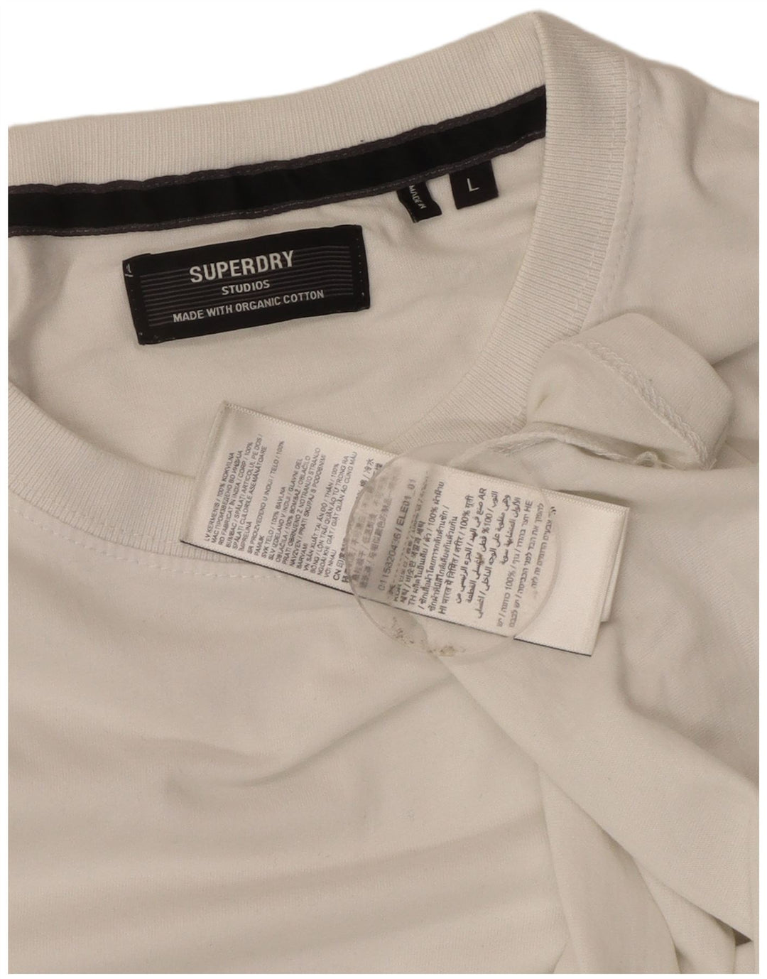 Superdry Mens T-Shirt Top Large White Cotton