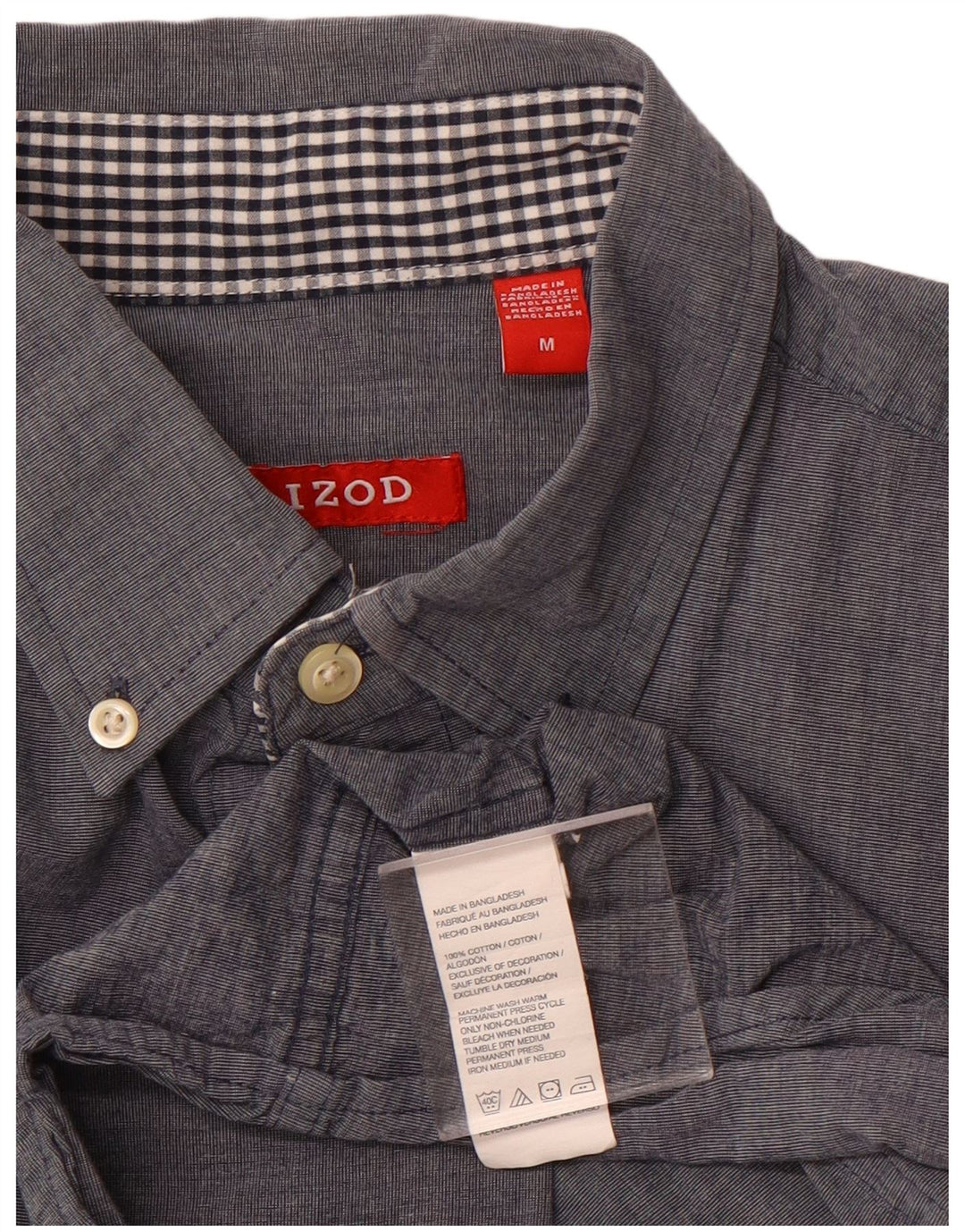 IZOD Mens Shirt Medium Grey Cotton