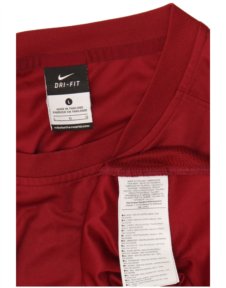 Nike Mens Dri Fit T-Shirt Top Large Maroon Polyester