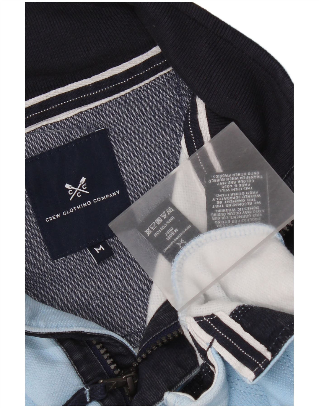 Crew Clothing Mens Zip Neck Sweatshirt Jumper Medium Blue Cotton