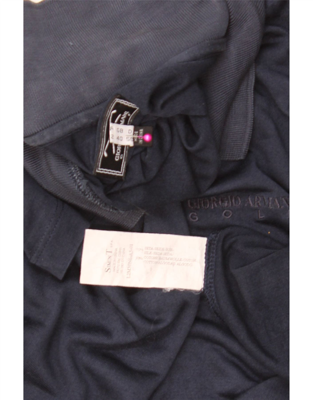 GIORGIO ARMANI Mens Polo Shirt IT 50 Medium Navy Blue Silk