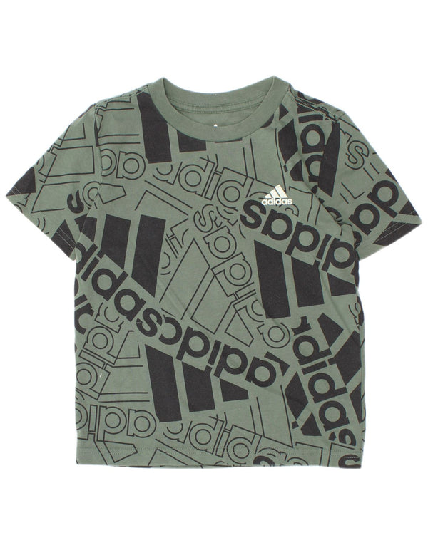 Adidas Boys Regular Fit Graphic T-Shirt Top 4-5 Years Green Cotton