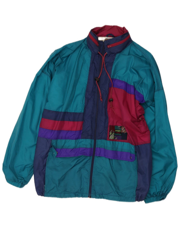 Marcel Clair Mens Hooded Rain Jacket EU 52/54 Large Blue Colourblock