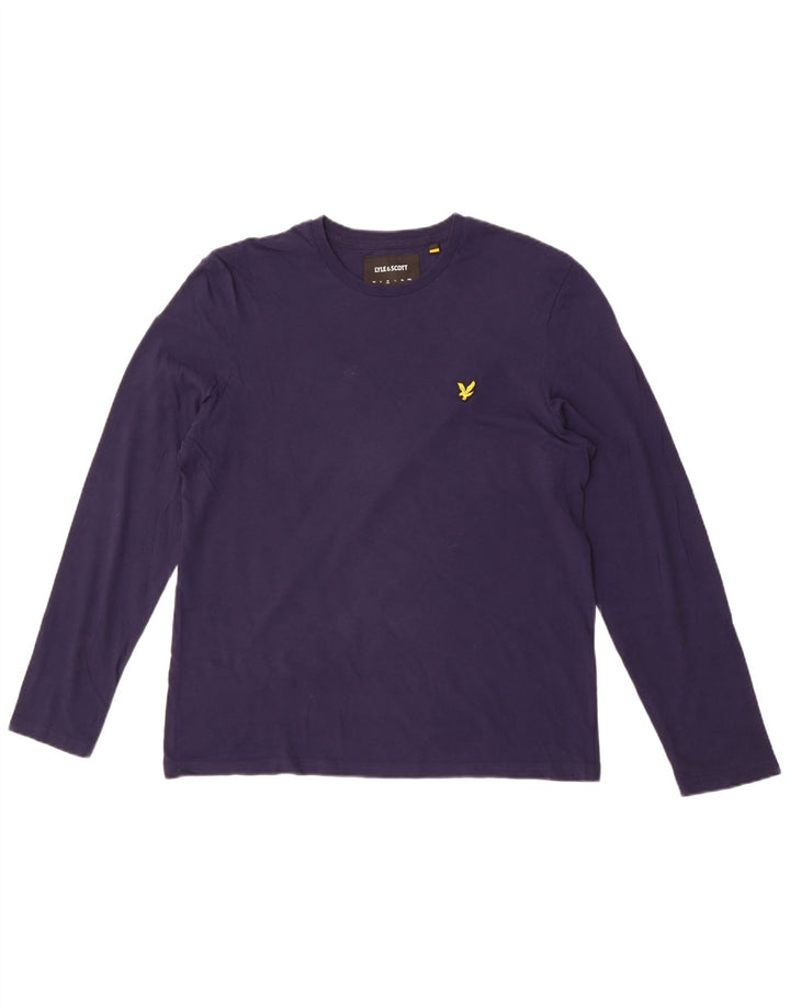 Lyle & Scott Mens Top Long Sleeve Medium Navy Blue Cotton