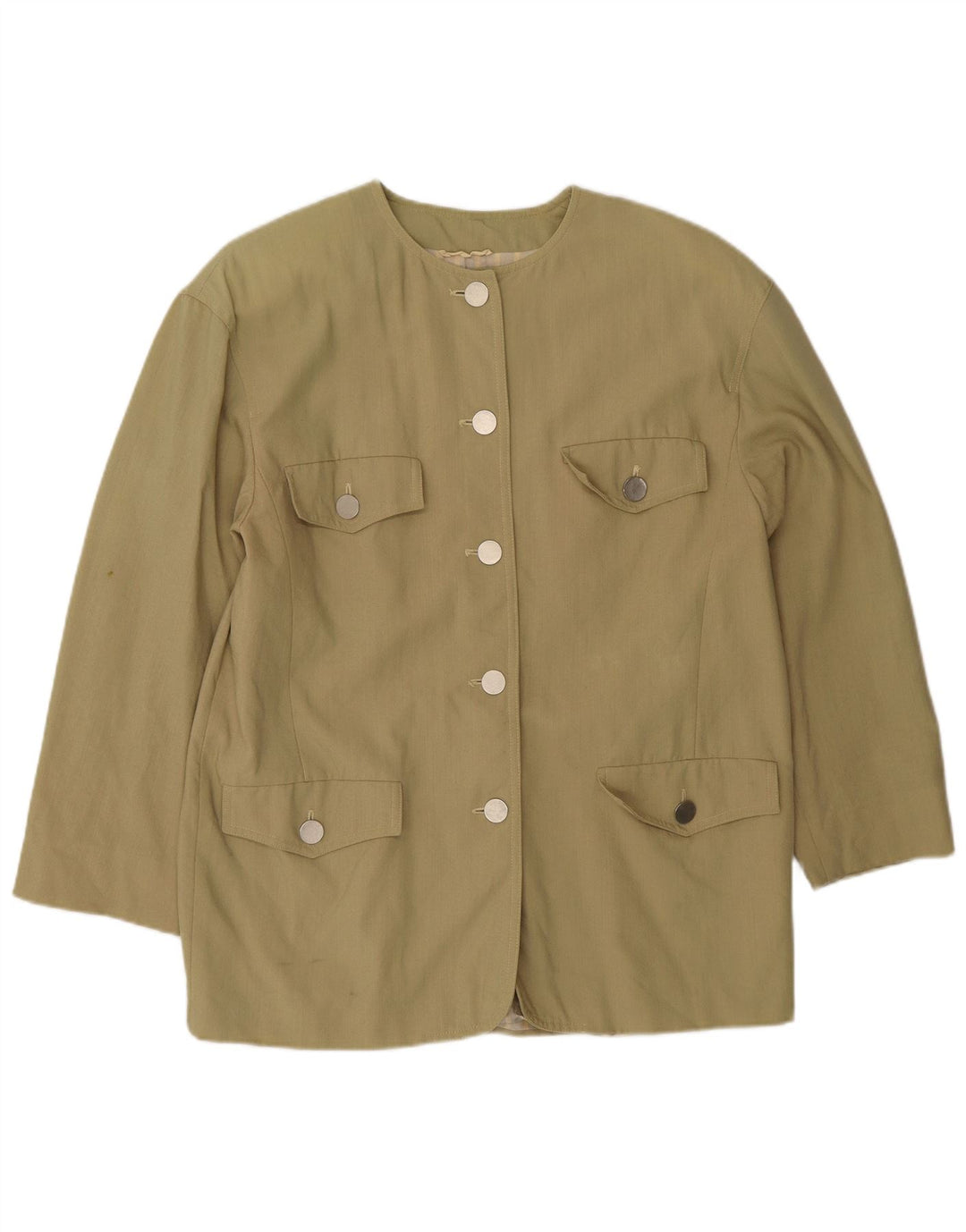 Marella Womens 5 Button Oversized Blazer Jacket UK 10 Small Khaki Wool