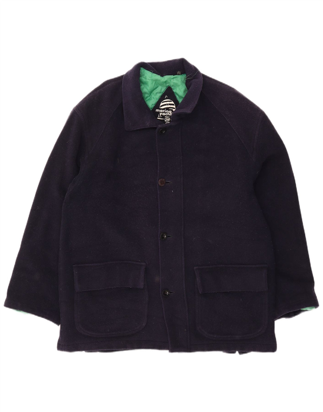 Marina Yachting Mens Overcoat IT 52 XL Navy Blue Wool