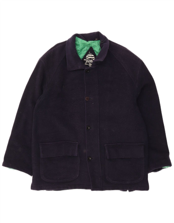 Marina Yachting Mens Overcoat IT 52 XL Navy Blue Wool