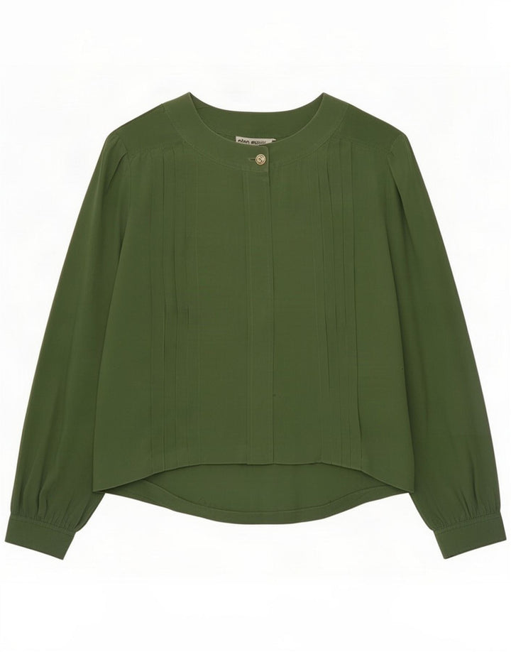 Vintage Womens Shirt Blouse IT 44 Medium Green Silk