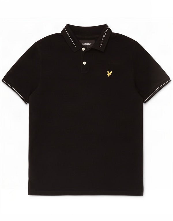 Lyle & Scott Mens Graphic Relaxed Fit Polo Shirt Small Black Cotton