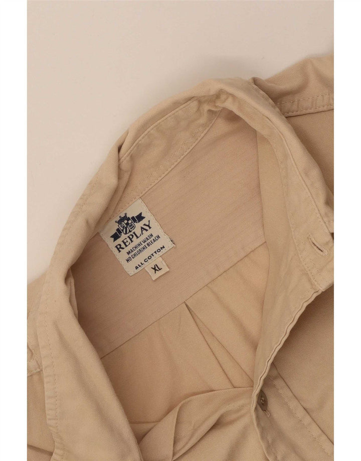 Replay Mens Shirt XL Beige Cotton