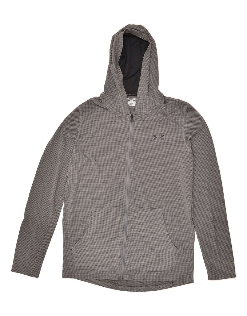 UNDER ARMOUR Mens Heat Gear Zip Hoodie Sweater Medium Grey Spotted | Vintage Under Armour | Thrift | Second-Hand Under Armour | Used Clothing | Messina Hembry 