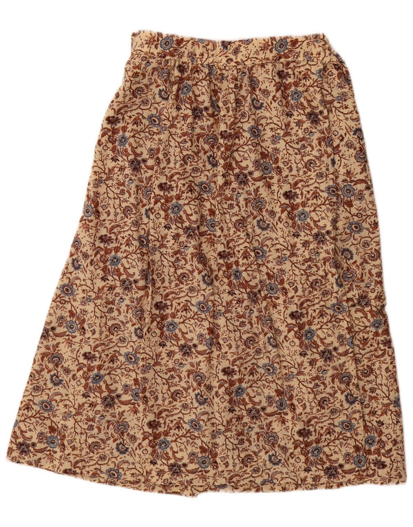 Vintage Womens High Waist A-Line Skirt IT 42 Medium W26 Beige Floral Wool